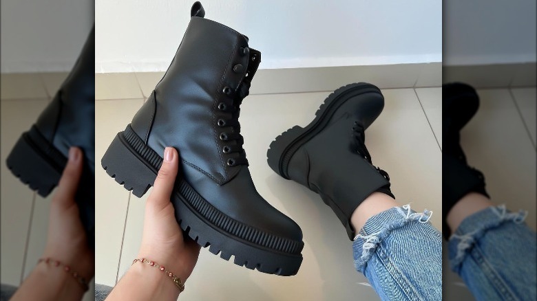 black combat boots