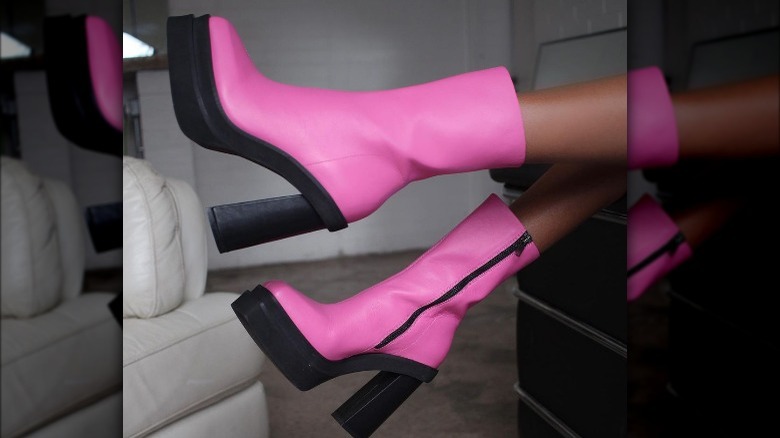 pink platform boots
