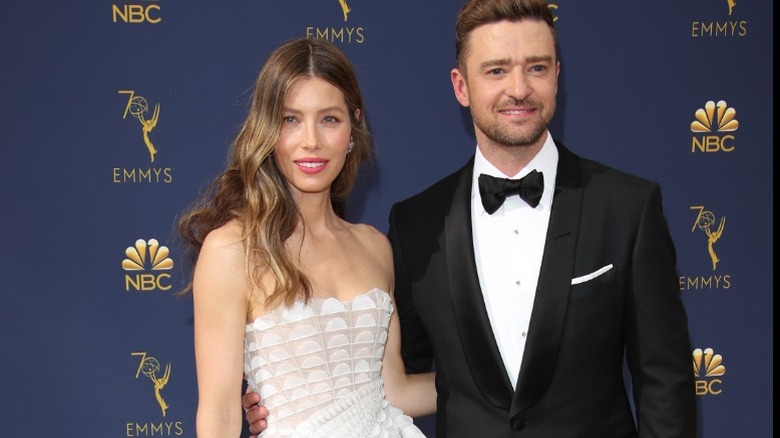 Jessica Biel and Justin Timberlake arrive at the Emmys
