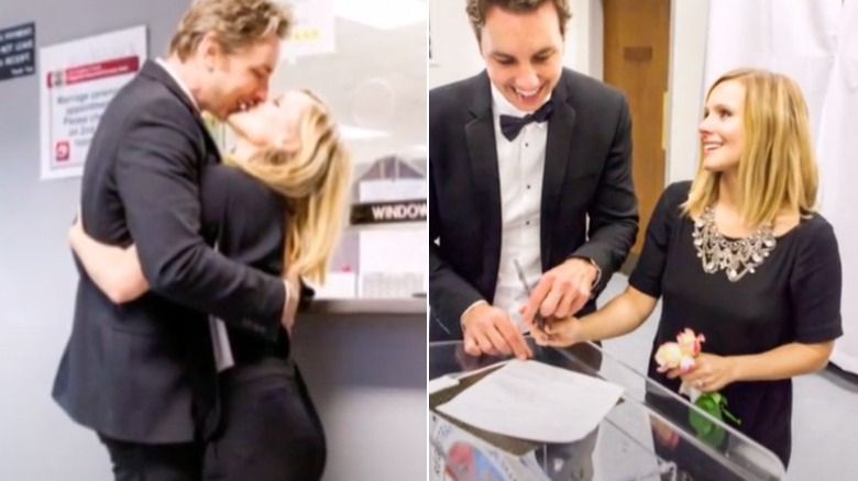 Dax Sheppard and Kristen Bell on their wedding day