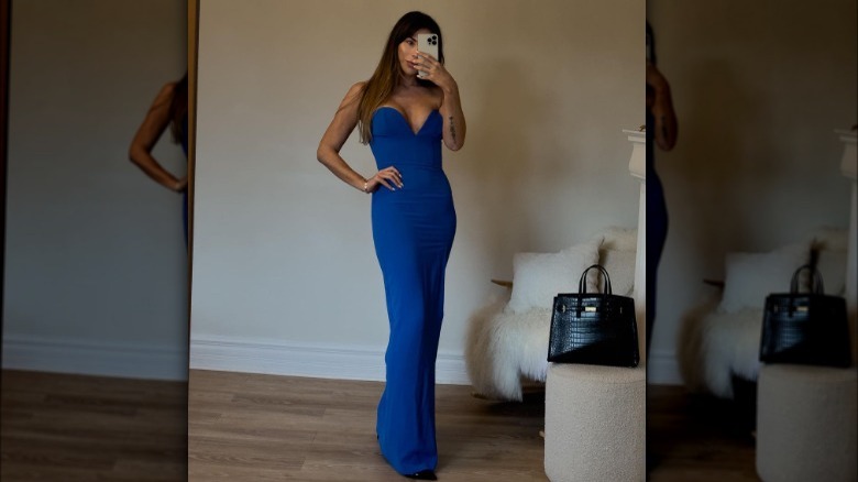 cobalt blue strapless dress