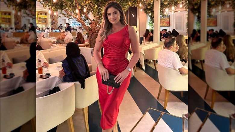 red cut out ruched dress