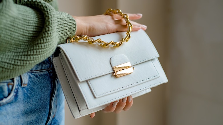 purse with chain and hardware