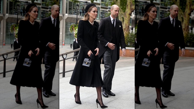 Kate Middleton and Prince William attending the funeral of the Duchess of Kent