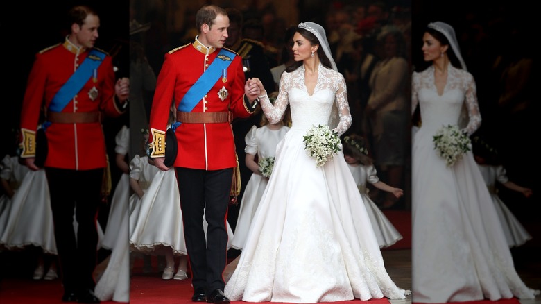 Kate Middleton and Prince William on their wedding day outside Westminster Abbey