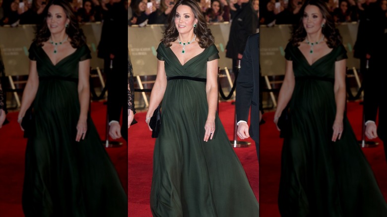 Kate MIddleton in a green dress at the 2016 BAFTA Awards