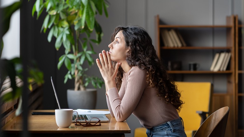 sad woman looking into distance
