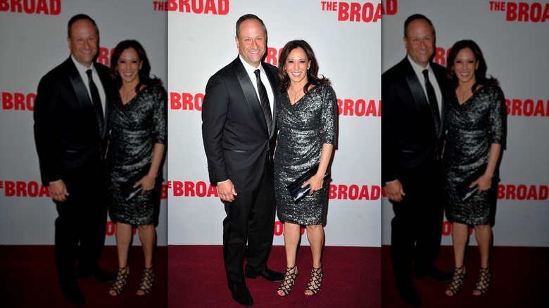 Kamala Harris and Doug Emoff at the White House - Kamala is in a blue sequined dress