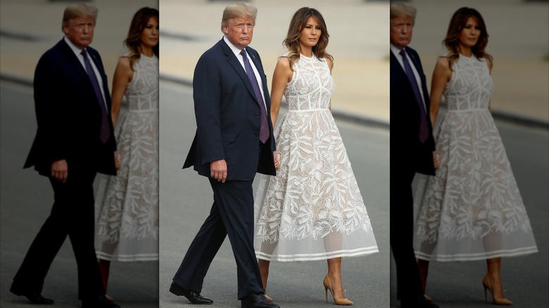 Melania Trump heading to a dinner for heads of state at the 2018 NATO Summit