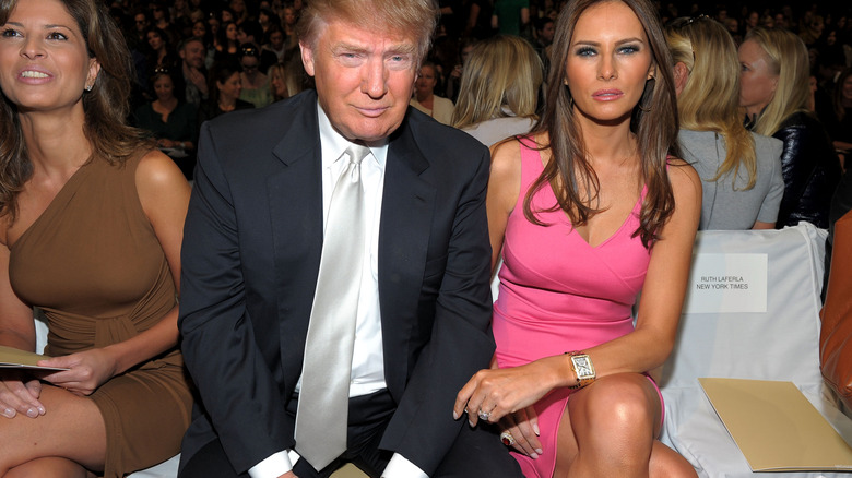 Melania Trump in a minidress in 2011 with Donald Trump