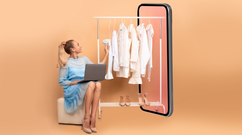 woman picking out outfits