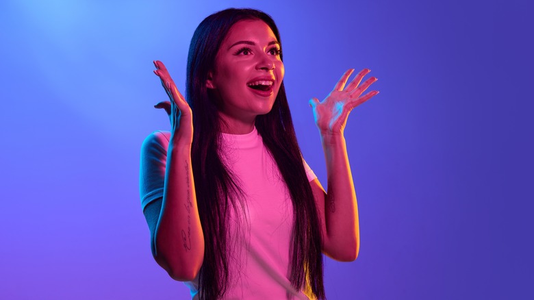 woman screaming excitedly