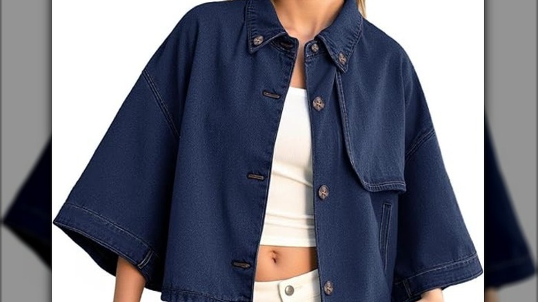 A denim cape from Takaneo
