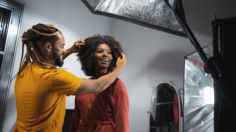 smiling model photoshoot