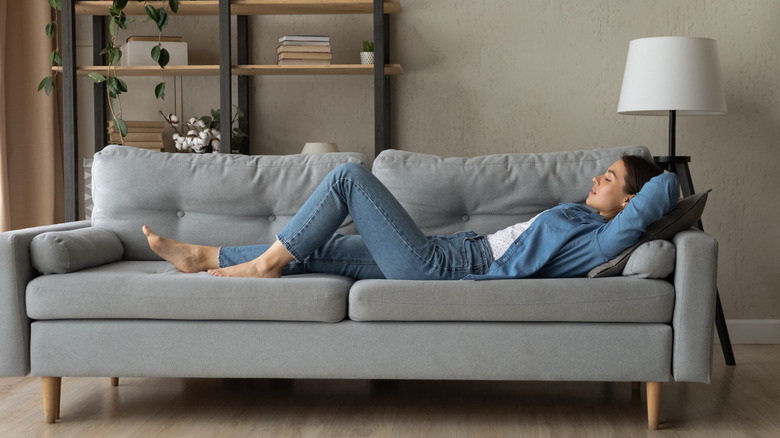 Woman resting on the couch