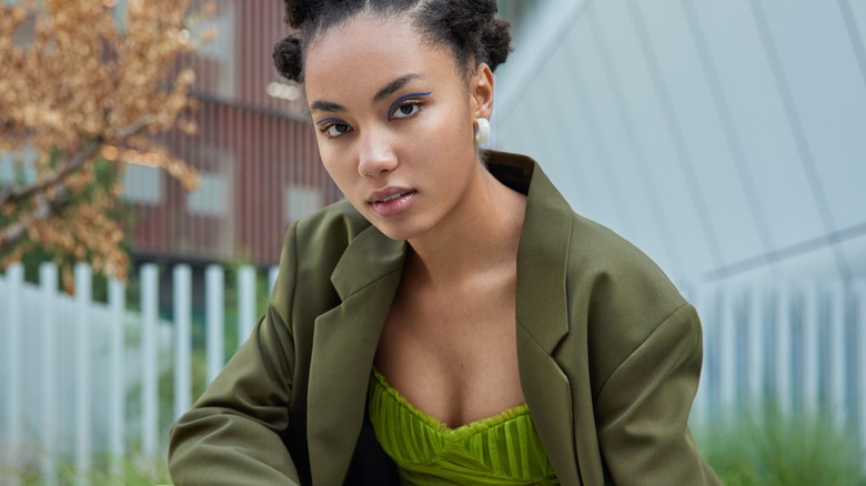 Woman looking intense at camera 