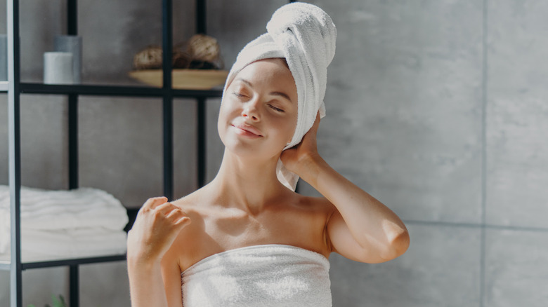woman after a shower