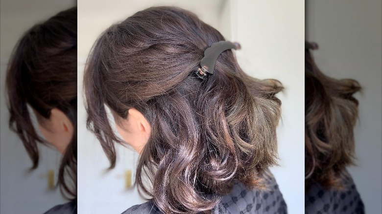 Woman with banana clip in bob