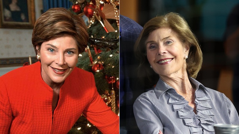 Laura Bush in 2002 and 2025.