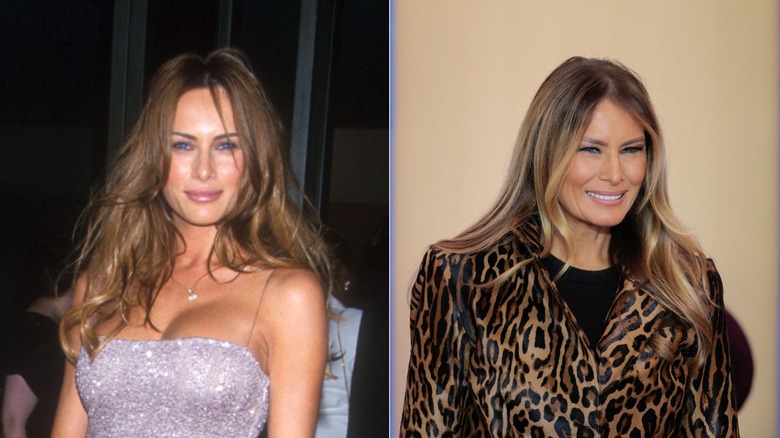 Melania Trump in 1999 and in 2025.