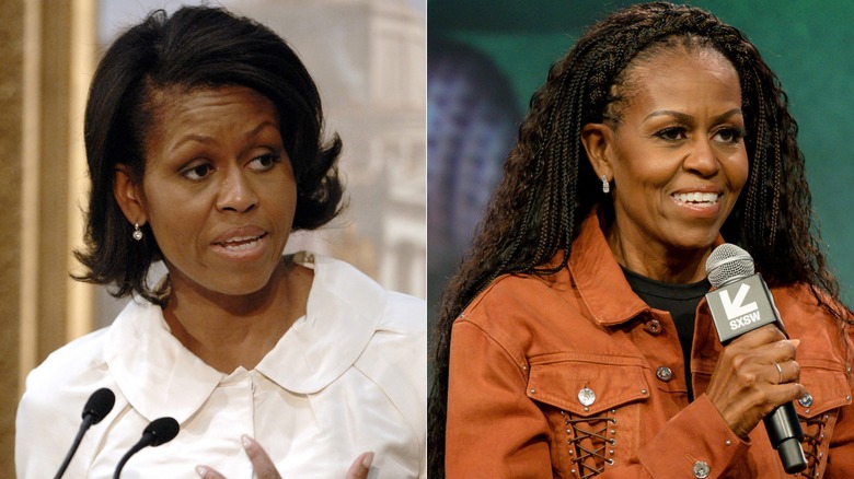 Michelle Obama in 2007 and in 2025.
