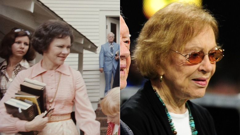 Rosalynn Carter in 1976 and in 2018.