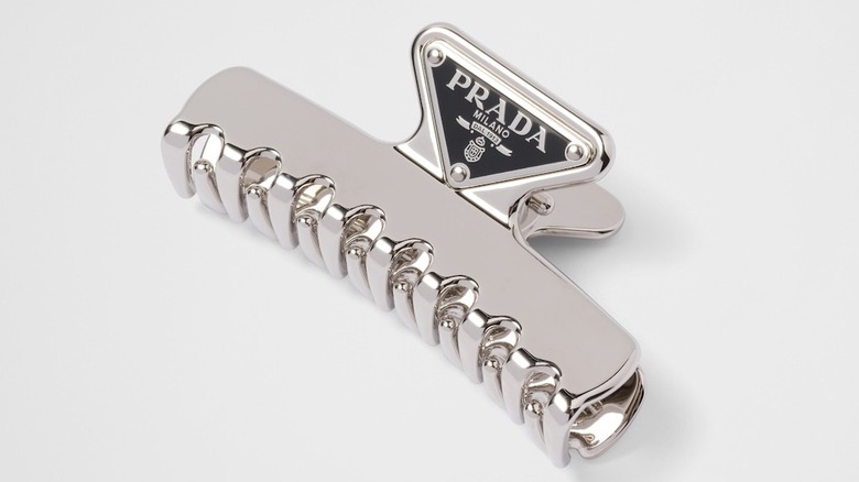 Prada Metal Hair Clip - Steel Gray