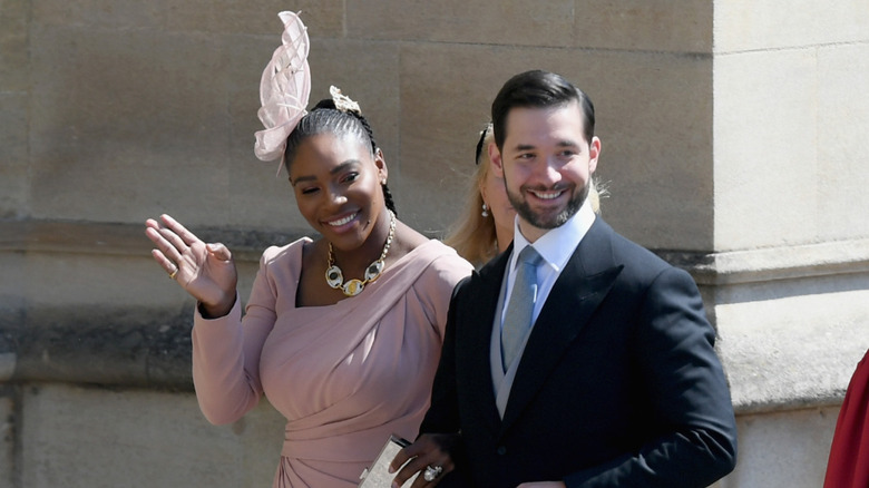 Serena Williams and Alexis Ohanian walking into the wedding of Prince Harry to Meghan Markle