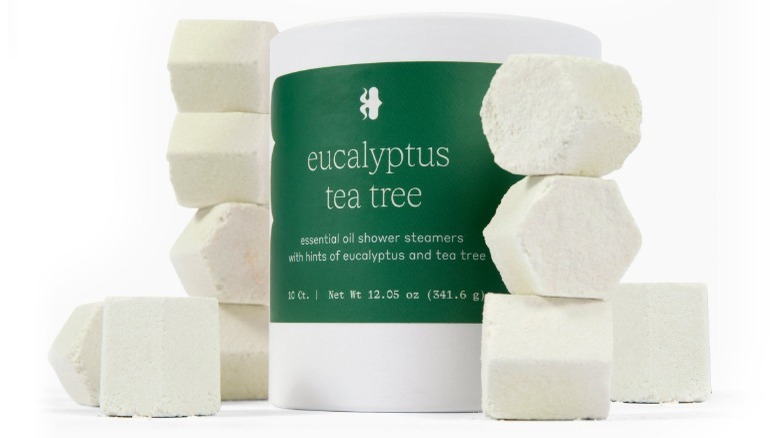 Container of hexagonal shower steamers