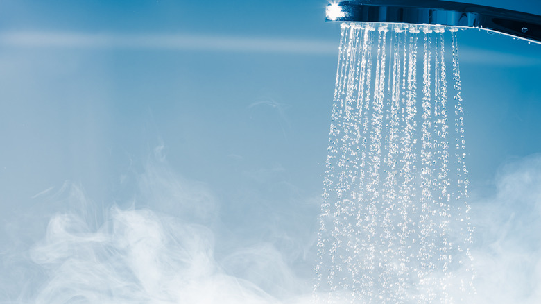 steaming shower faucet