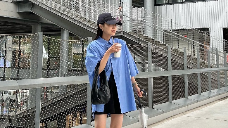 Oversized button-down shirt