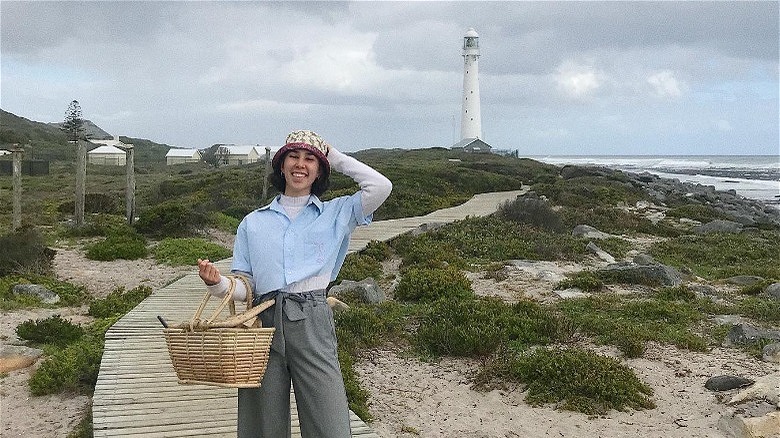 Button-down short-sleeve over turtleneck