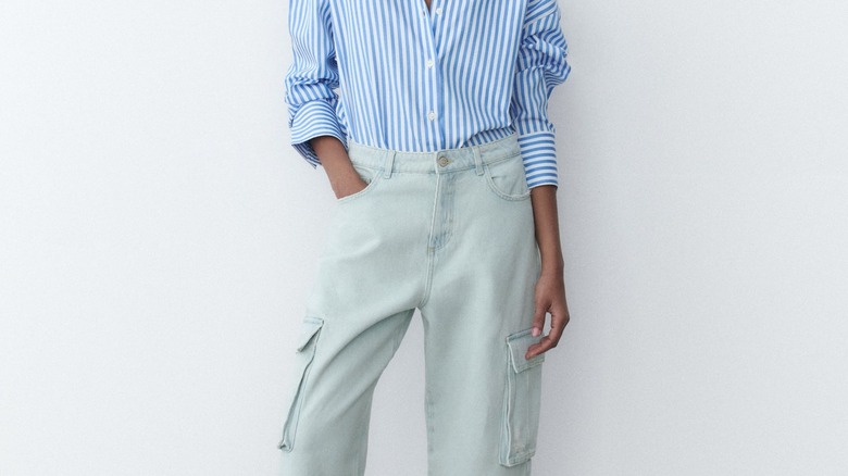 Person wearing cargo-style jeans