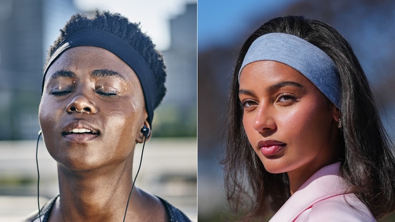 Women wearing black and gray headbands.
