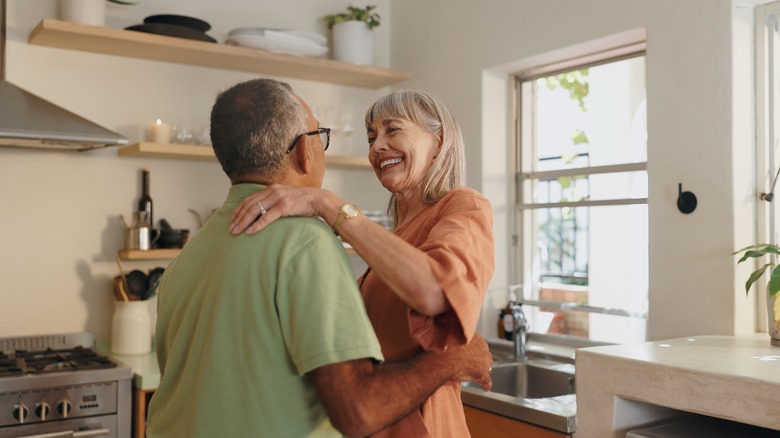 Two people celebrating together.