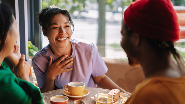 A woman with her friends.