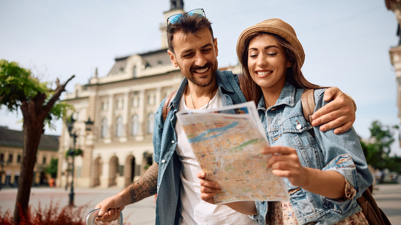 A couple traveling together.