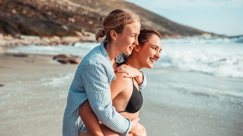 Lesbian couple at the beach