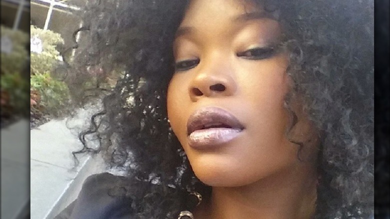 woman with frosted lips