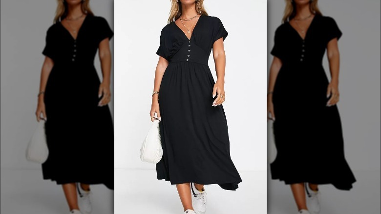 Woman wearing a midi dress