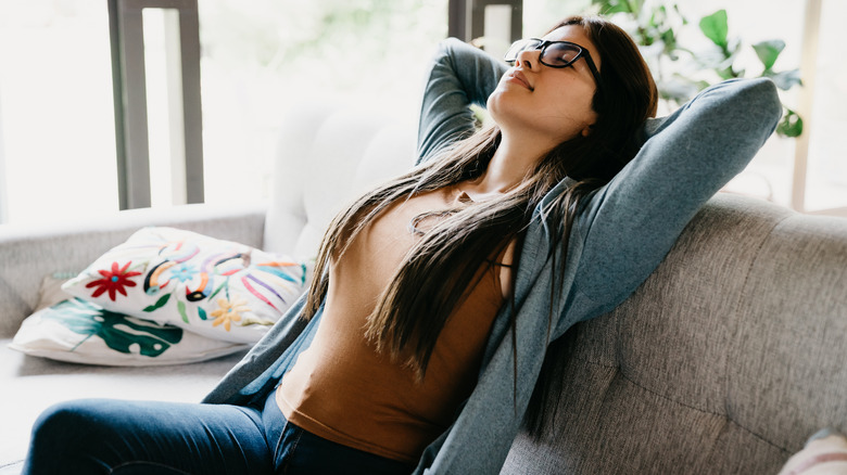 woman enjoying alone time