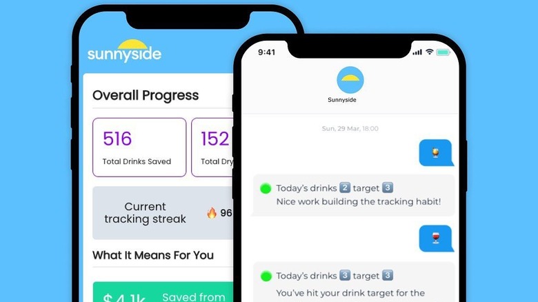 Screenshots of Sunnyside app