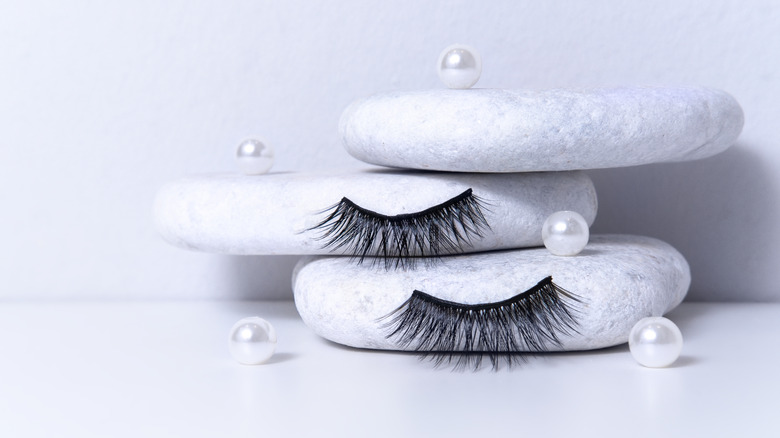 set of false eyelashes on display