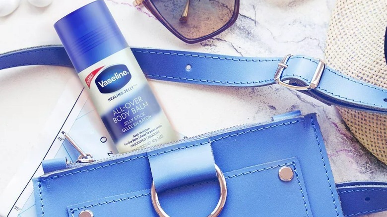 jelly balm in blue purse