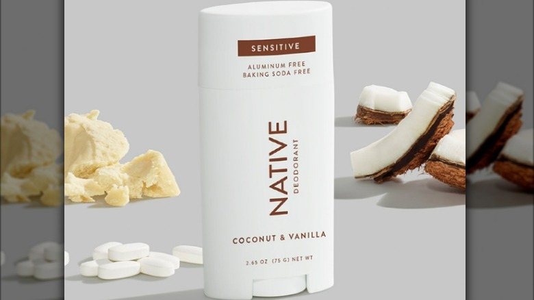 Stick of deodorant on table