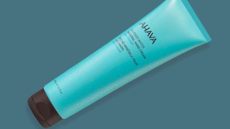 Blue hand cream tube