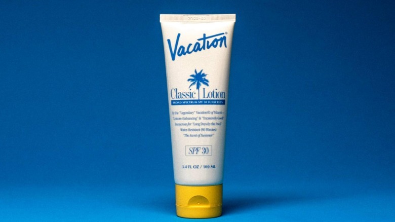 Tube of white sunscreen