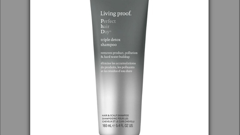 Silver gray bottle of shampoo