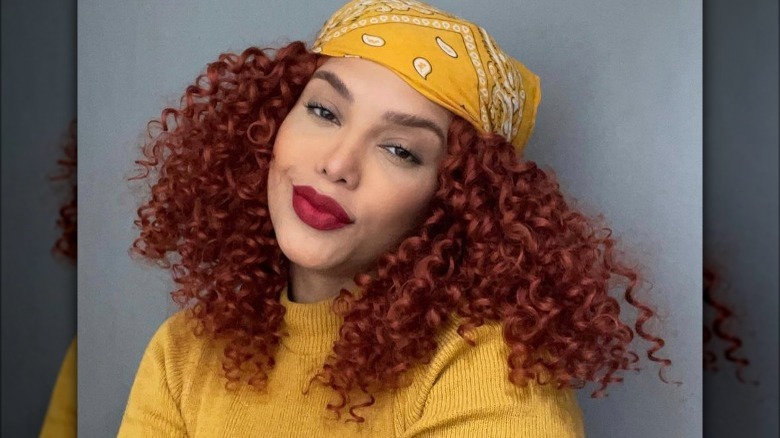 Woman wearing bandana in hair