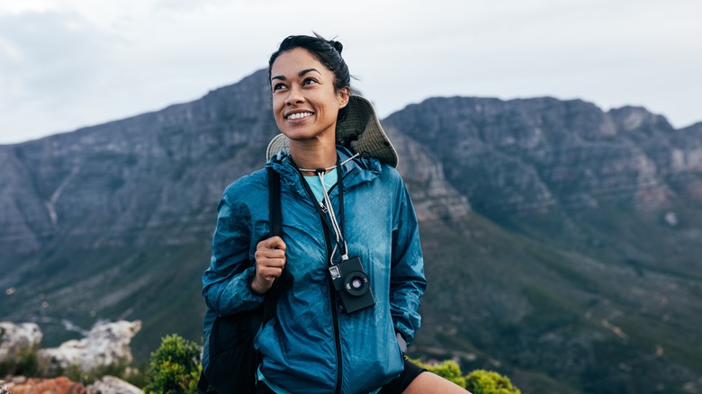 Woman hiking in the mountains